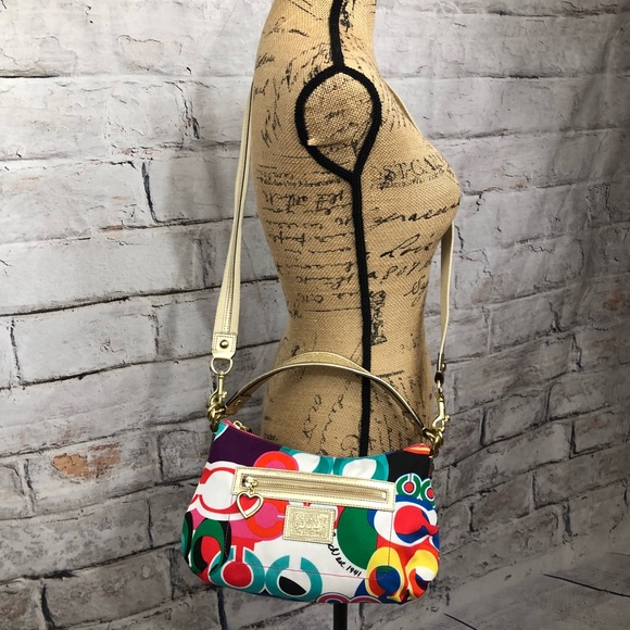 Coach Handbags - Coach Signature Daisy Poppy Pop C Demi Crossbody